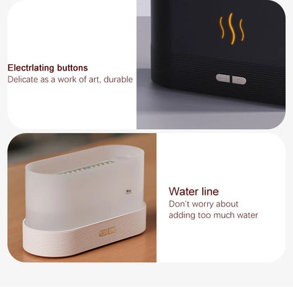 Captivating flame-effect aroma diffuser with customisable lighting and essential oil diffusion capabilities