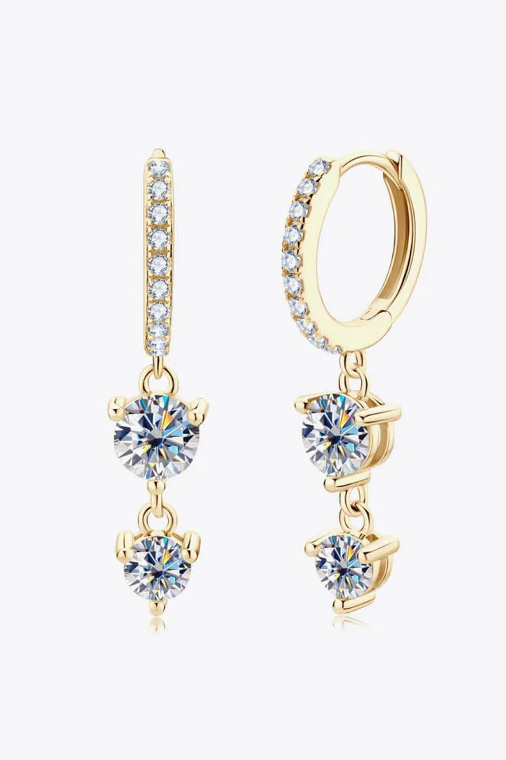 Sustainable Moissanite Dangle Earrings with 925 Sterling Silver, Platinum, and Gold Plating