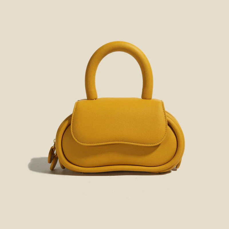 Genuine Leather Macaron Soft Handbag in a range of Kiwi-inspired colors, featuring a stylish sewing design and versatile bowling shape