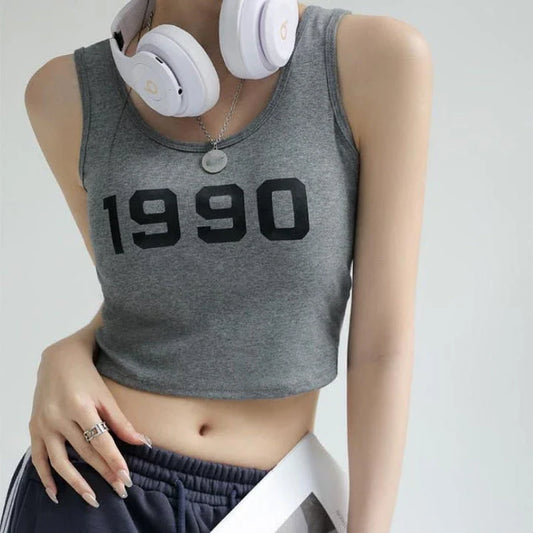 Stylish summer spaghetti strap camisole with letter print design, perfect for casual Kiwi outfits