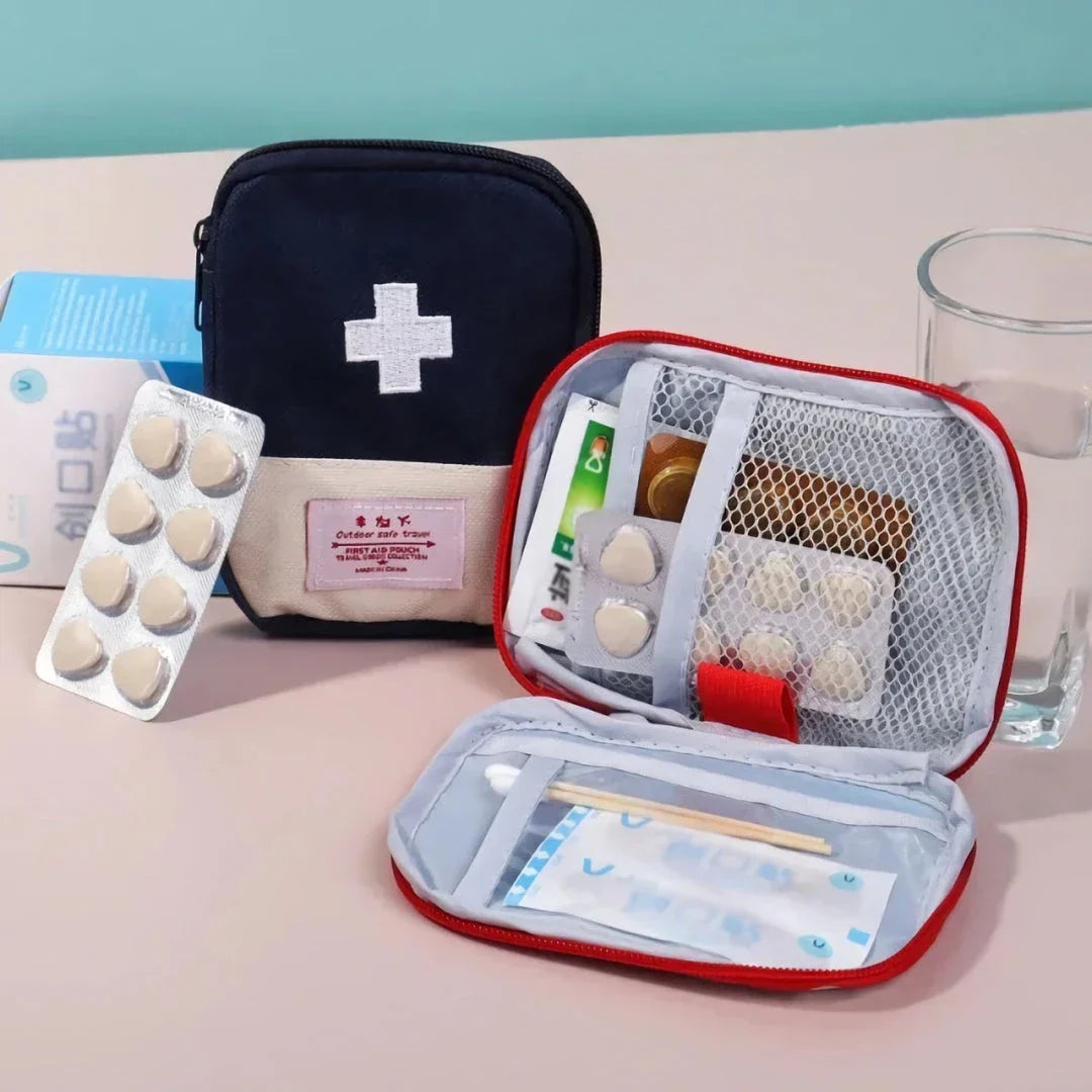 Compact and durable first aid kit with multiple color options, perfect for outdoor adventures and everyday emergencies.