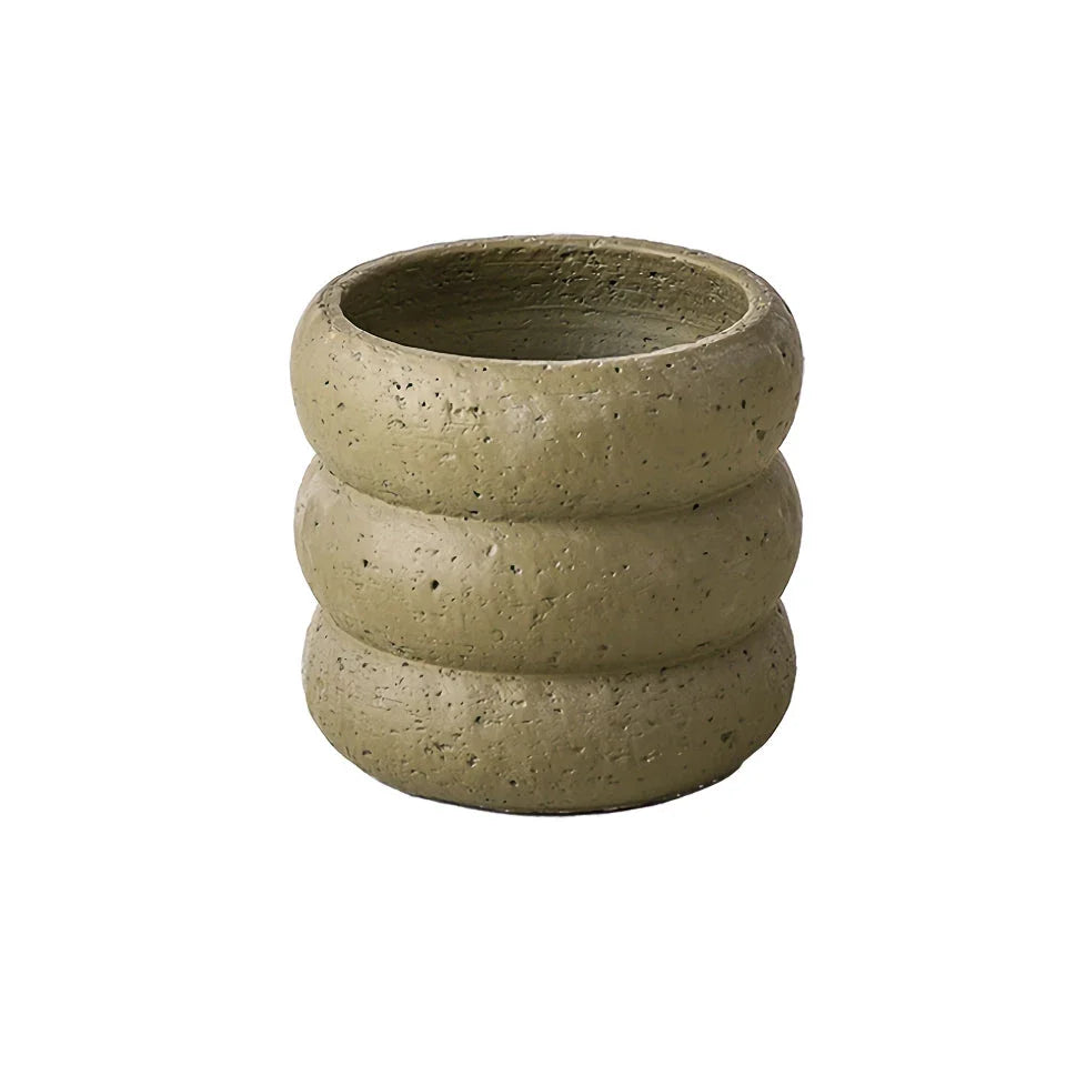 Stylish modern minimalist cement flower pots in two sizes, perfect for showcasing plants and greenery in a Kiwi home