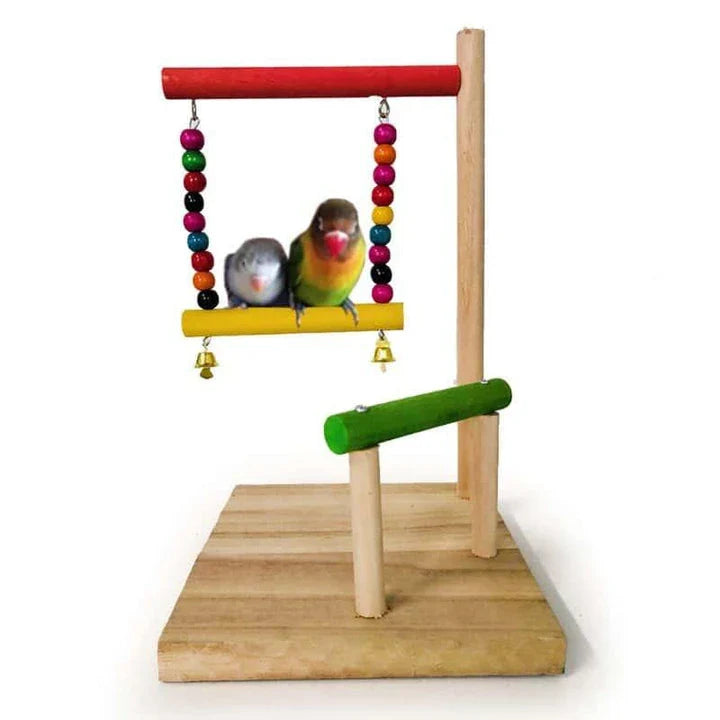 Versatile Wooden Perch with Adjustable Height and Removable Trays for Kiwi Birds