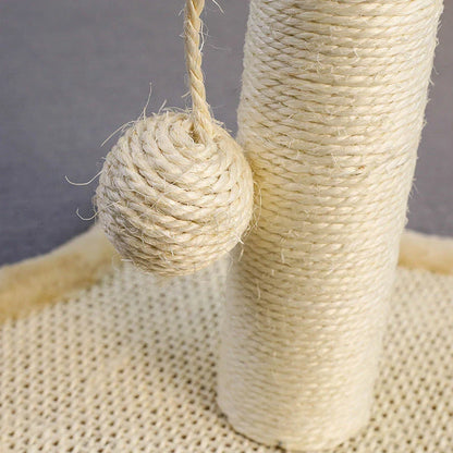 Compact cat scratching post with sisal rope and soft carpet base, perfect for New Zealand homes