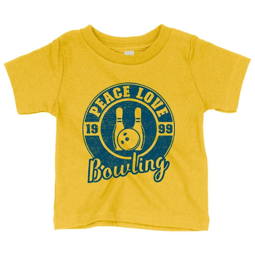 Comfy white baby bowling t-shirt made from soft, flexible Airlume cotton for New Zealand infants