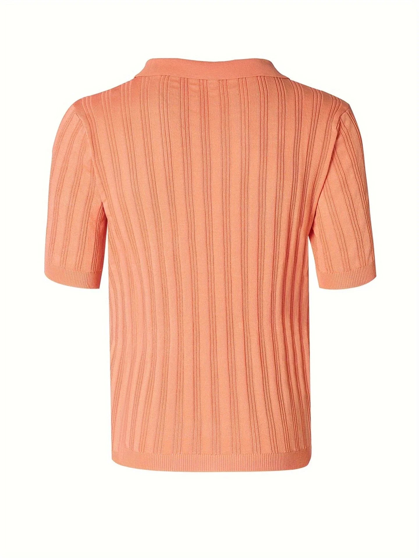 Premium Kiwi-made acrylic knitted tee in a vibrant orange-red hue, featuring a slim-fit design and classic short sleeves