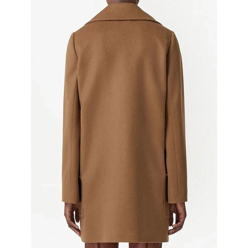 Sophisticated mid-length double-breasted overcoat in a stylish brown color for the fashion-conscious Kiwi