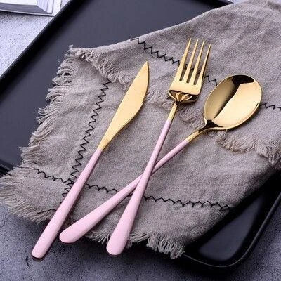 Premium Kiwi-designed portable cutlery set made of durable stainless steel in elegant gold, silver, pink, or white finishes