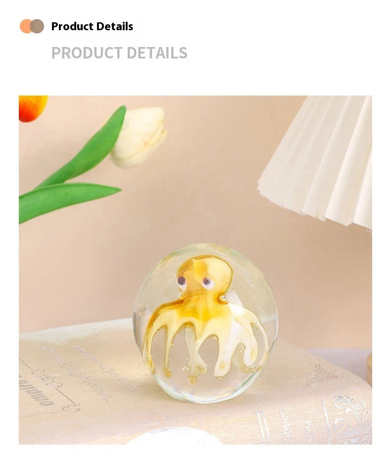 Handcrafted glass octopus windshield washer fluid ornament in ocean blue and tea brown colours, made in New Zealand