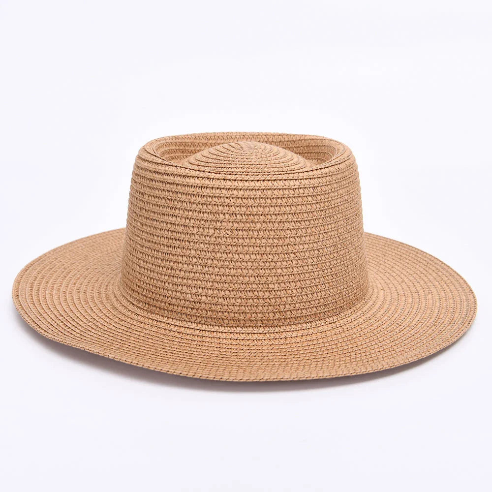Elegant ladies' summer beach sun hat with wide brim, designed for sun protection and style in New Zealand