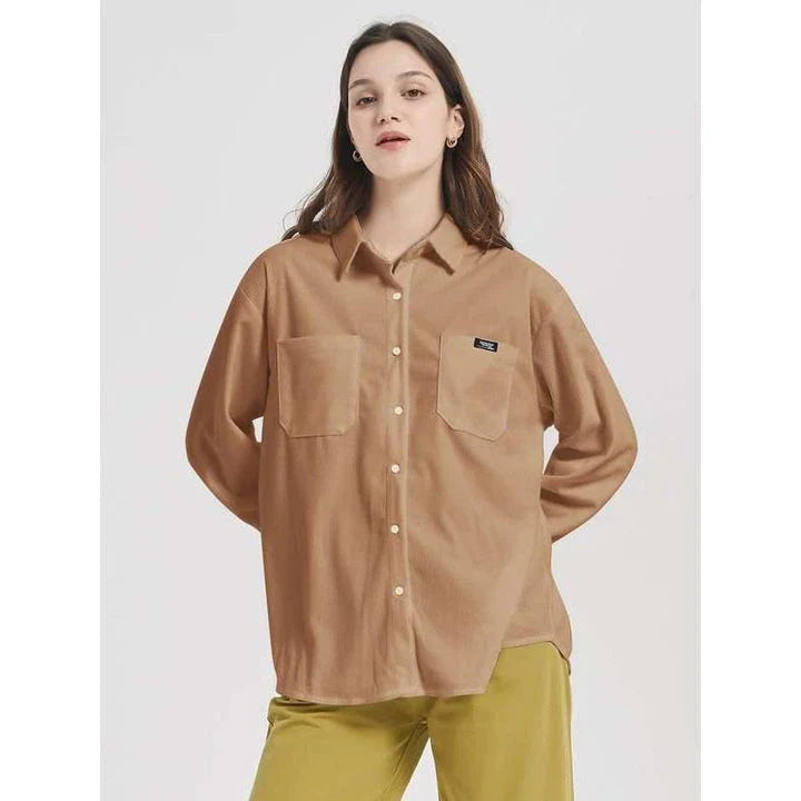 A stylish autumn corduroy blouse with a sleek, straight pattern and a variety of Kiwi-friendly colours.