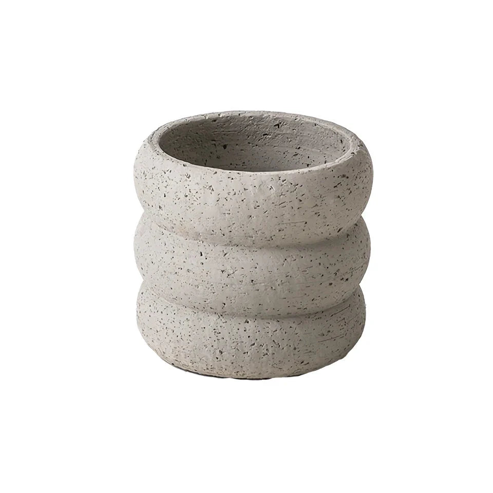 Stylish modern minimalist cement flower pots in two sizes, perfect for showcasing plants and greenery in a Kiwi home