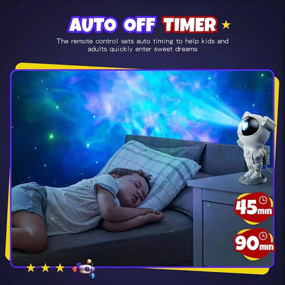 Astronaut Star Projector Lamp with 360-degree rotating head, detachable lunar base, and customizable astronaut pose