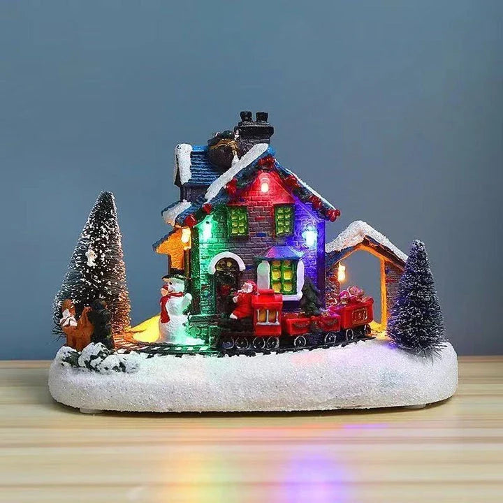 Luminous resin Christmas house decorations with a glowing, festive design