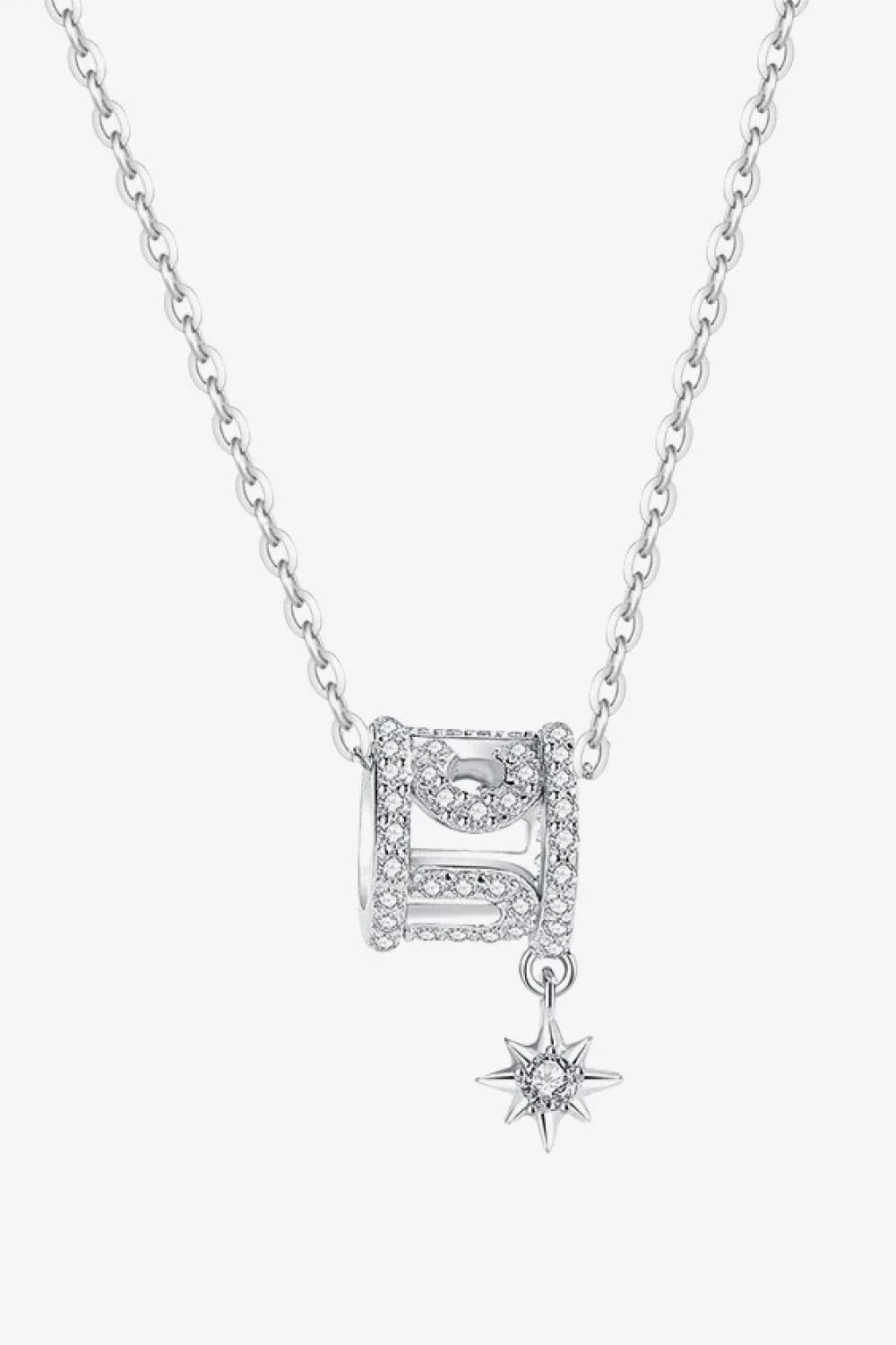 Sparkling cubic zirconia pendant necklace in silver, featuring a minimalist star-inspired design and premium 925 sterling silver construction