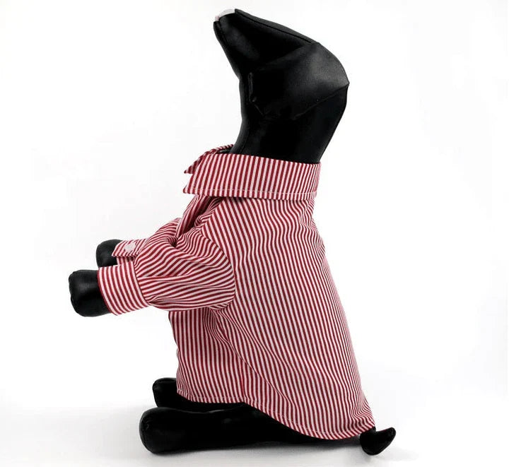 Comfortable and casual striped dog shirt made of soft, breathable Dacron fabric with easy button closure