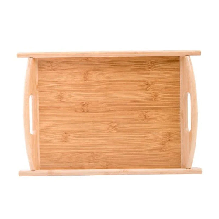 A beautiful, natural bamboo serving tray with a warm brown hue, perfect for hosting and organizing in any Kiwi kitchen.