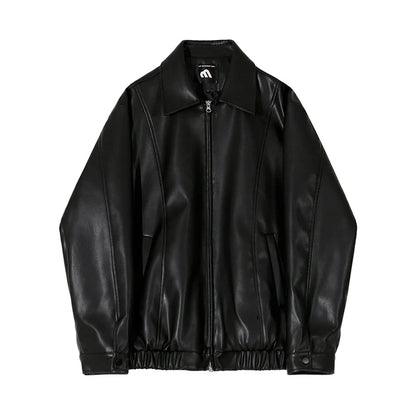 A stylish cropped leather jacket with a polo collar, perfect for Kiwi men's fashion.