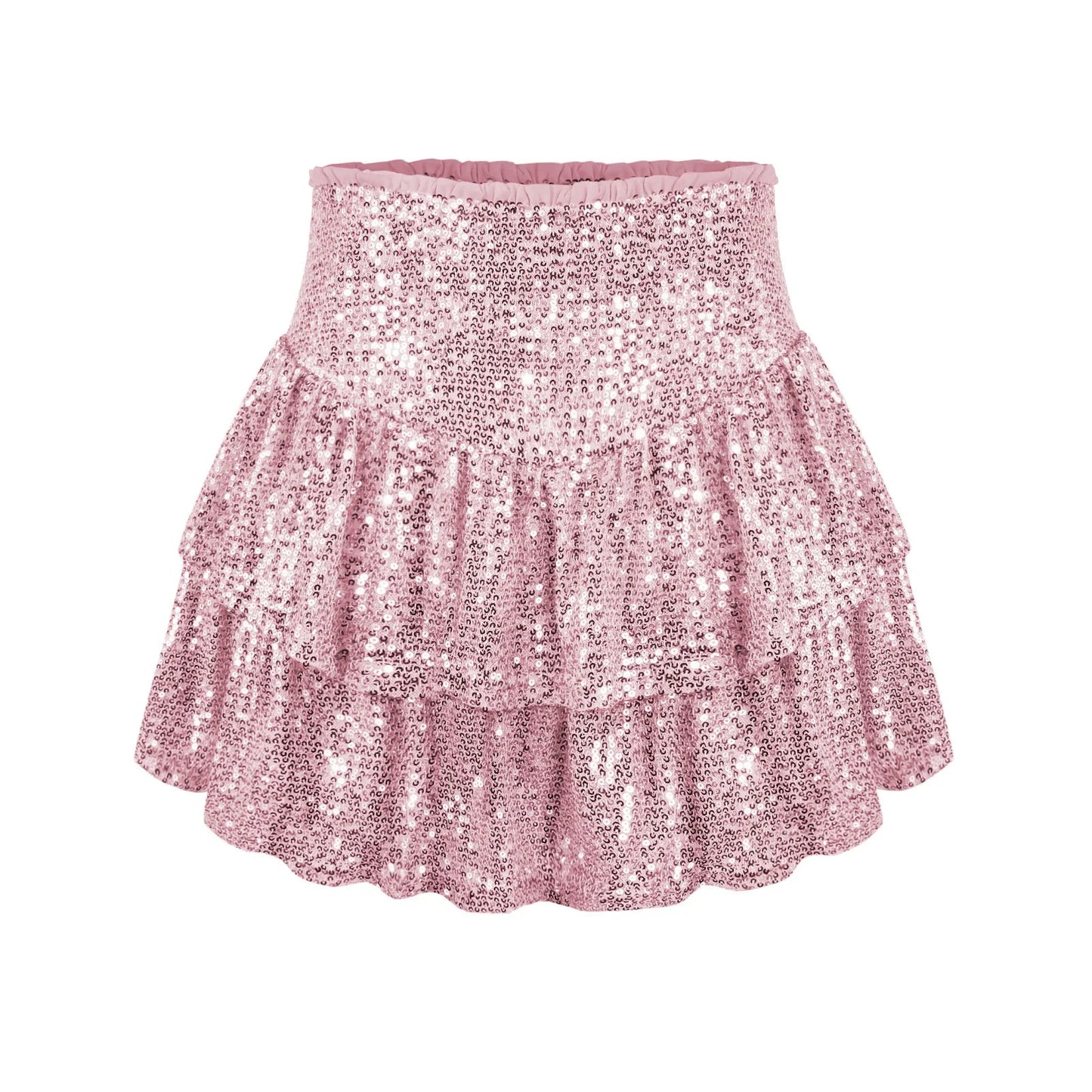 Shimmering sequin-embellished pleated skirt in rose red, a stylish Kiwi fashion essential for women