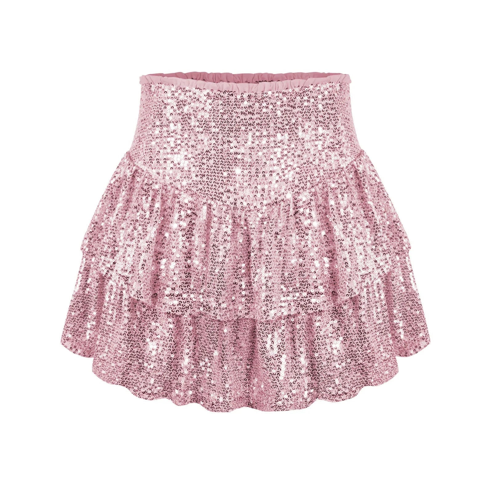 Shimmering sequin-embellished pleated skirt in rose red, a stylish Kiwi fashion essential for women