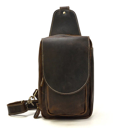 Premium leather chest bag with multiple pockets and adjustable strap, perfect for active Kiwi lifestyle