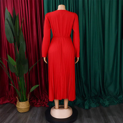 Stylish pleated Africa dress with lace-up detailing, available in various colours