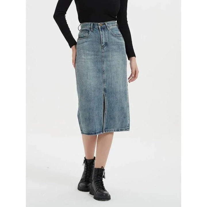 High Waist Denim Pencil Skirt - Flattering, Versatile, and Crafted for the Kiwi Woman