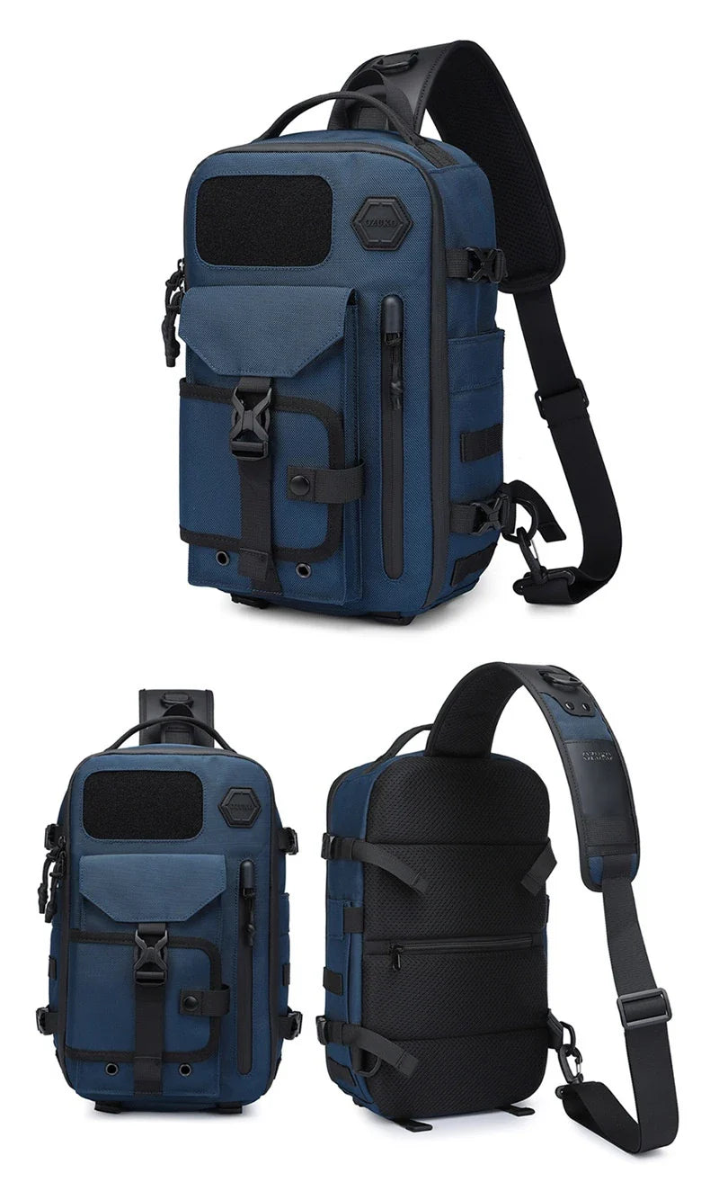 A rugged, waterproof crossbody bag with an adjustable, telescopic design for active Kiwi men