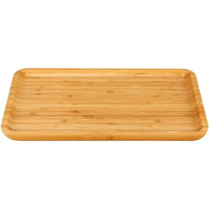 Bamboo serving tray with a sleek, minimalist design for serving food, drinks, or as a decorative piece in a modern kitchen