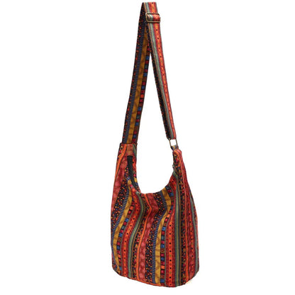 Bohemian Vintage Canvas Shoulder Bag with a unique geometric pattern, designed for the modern Kiwi woman.