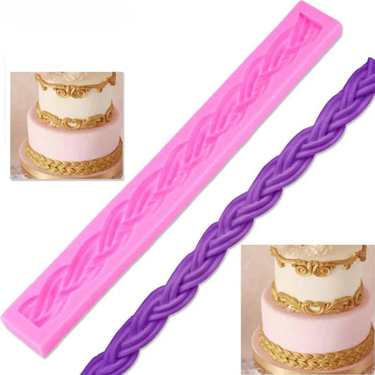 A flexible, rope-shaped silicone cake mould for crafting unique and professional-looking cakes and desserts