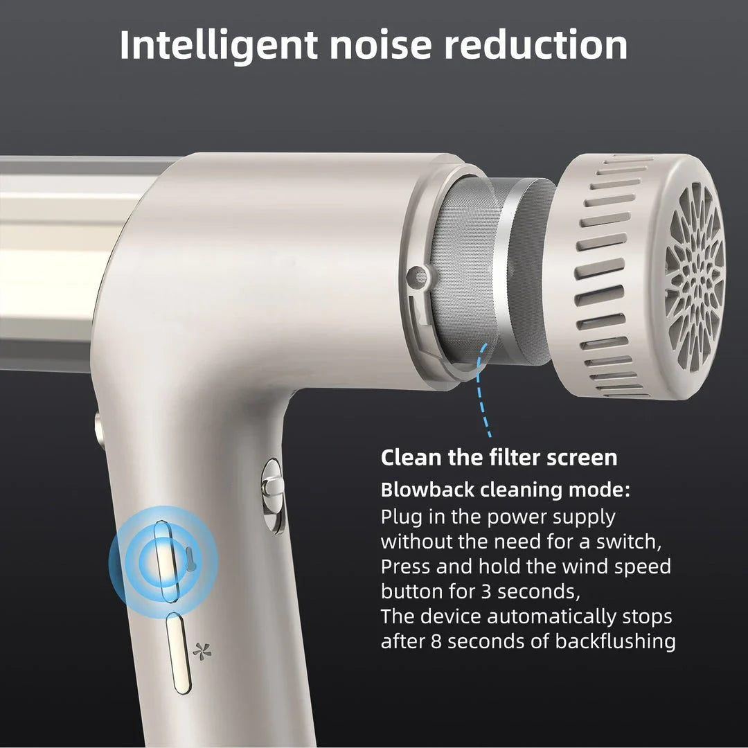 High-speed ionic hair dryer with multiple attachments for versatile styling