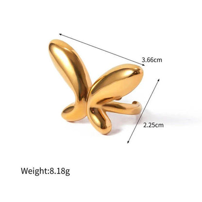 Elegant 18K gold-plated stainless steel butterfly ring with a whimsical open design, perfect for Kiwi celebrations and everyday wear.