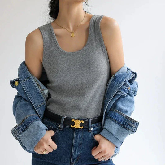 Stylish and versatile solid color tank top with chic strap detail, perfect for Kiwi summer fashion