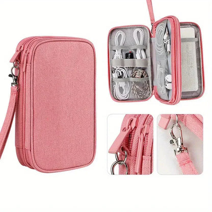 Eco-friendly travel organizer for storing and protecting digital accessories like smartphones, power banks, and cables