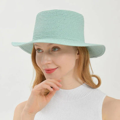 Elegant ladies' summer beach sun hat with wide brim, designed for sun protection and style in New Zealand