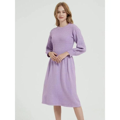 Elegant long sleeve knitted sweater dress in red, perfect for Kiwi women during the cooler seasons