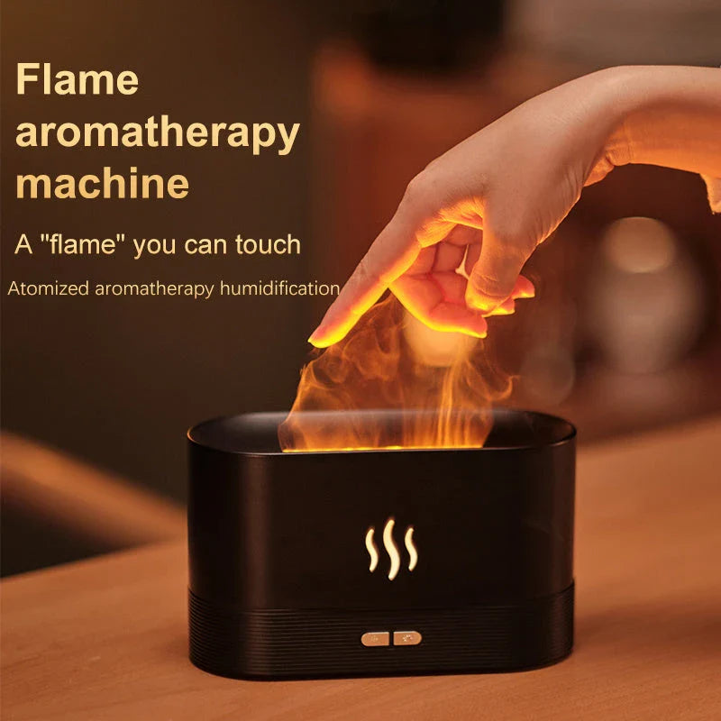 Captivating flame-effect aroma diffuser with customisable lighting and essential oil diffusion capabilities