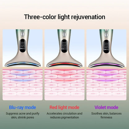 EMS Neck and Face Firming Device with micro-current, light therapy, and sonic vibration for youthful, radiant skin