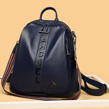 Stylish and eco-friendly PU leather backpack with multiple pockets and adjustable straps, perfect for Kiwi commuters