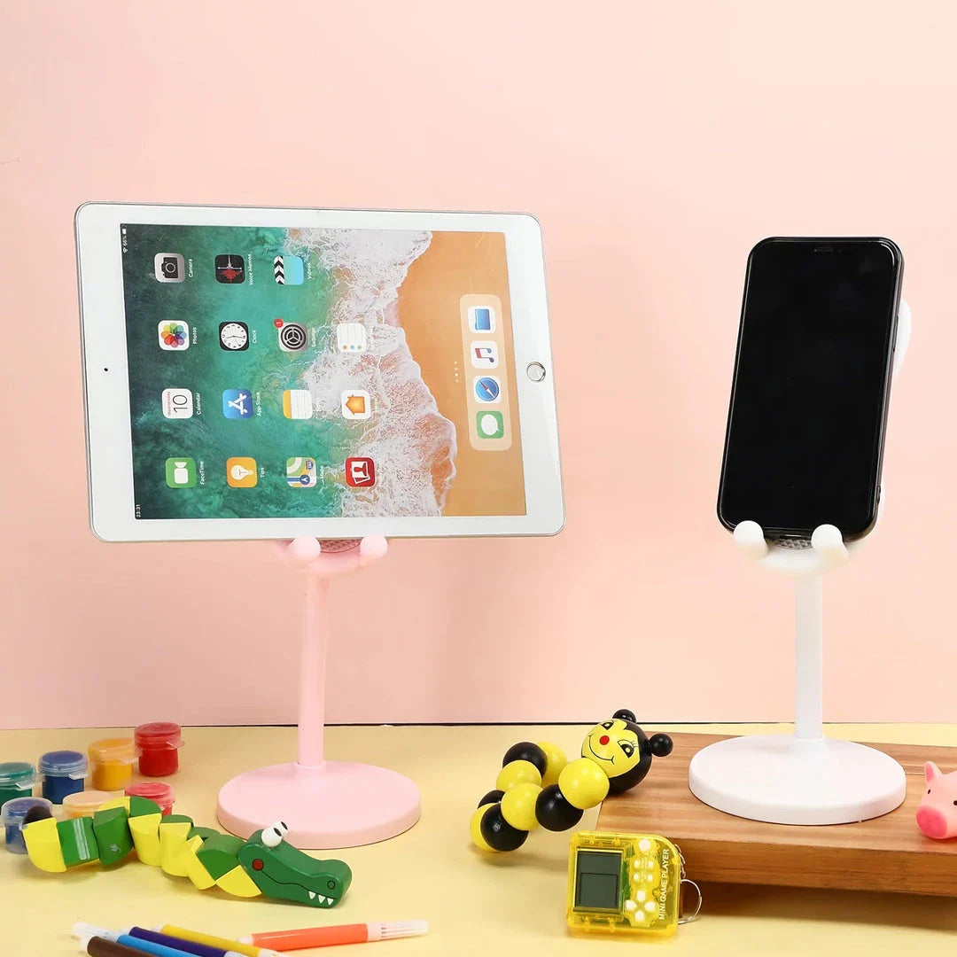 Adorable bunny-shaped mobile phone holder stand with adjustable, telescopic design for Kiwis