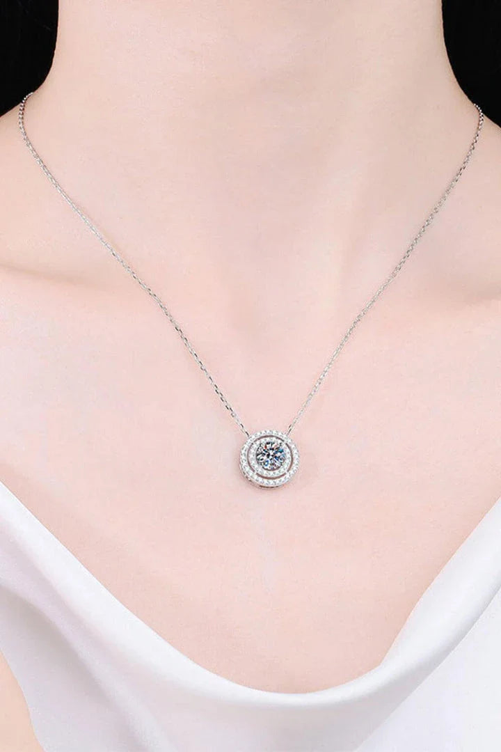 Elegant Moissanite Necklace in 925 Sterling Silver with Rhodium Plating