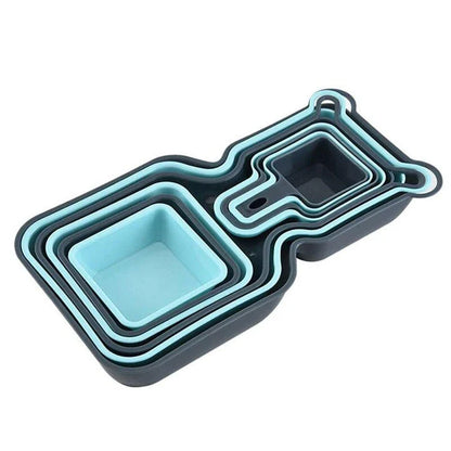 10-piece blue-grey mixing bowl and plate set for versatile kitchen use