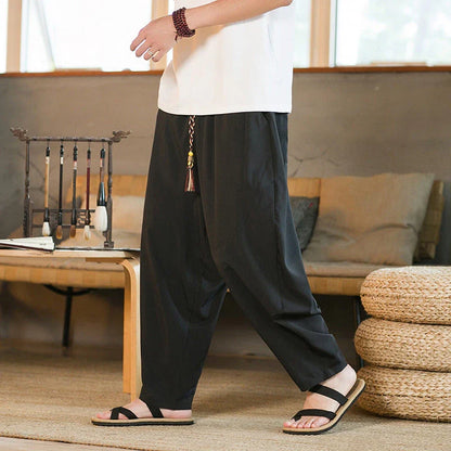 Stylish New Zealand men's casual pants made of innovative ice silk fabric with a tailored harem-inspired design