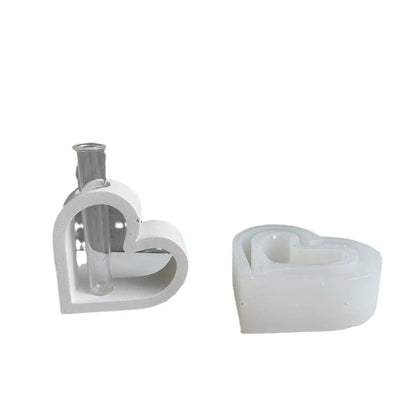 Unique heart-shaped silicone mold for creating custom hydroponic flower vases, plaster crafts, cement pieces, and candles