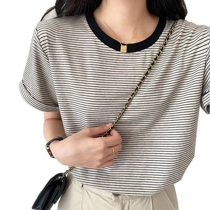 Stylish Kiwi Pullover - Soft, Breathable Cotton Turtleneck Shirt with Striped Pattern