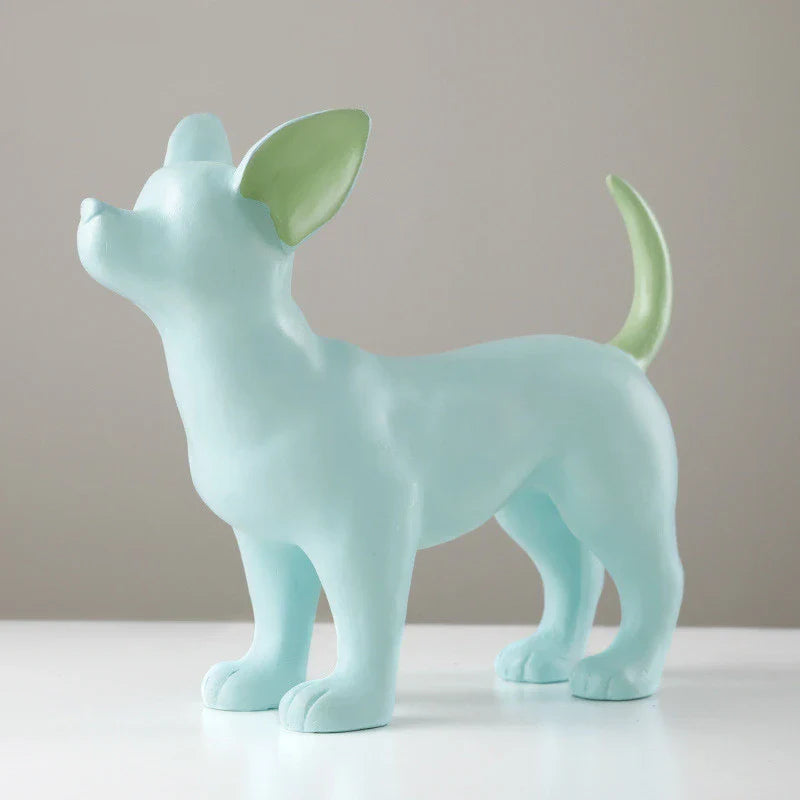 Stylish geometric ornaments in various Scandinavian-inspired designs, including white and colored bull terriers, dachshunds, human figurines, and animal-themed patterns