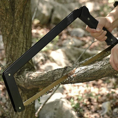 Sturdy long blade hand saw with folding design, high manganese steel blade, and comfortable nylon grip