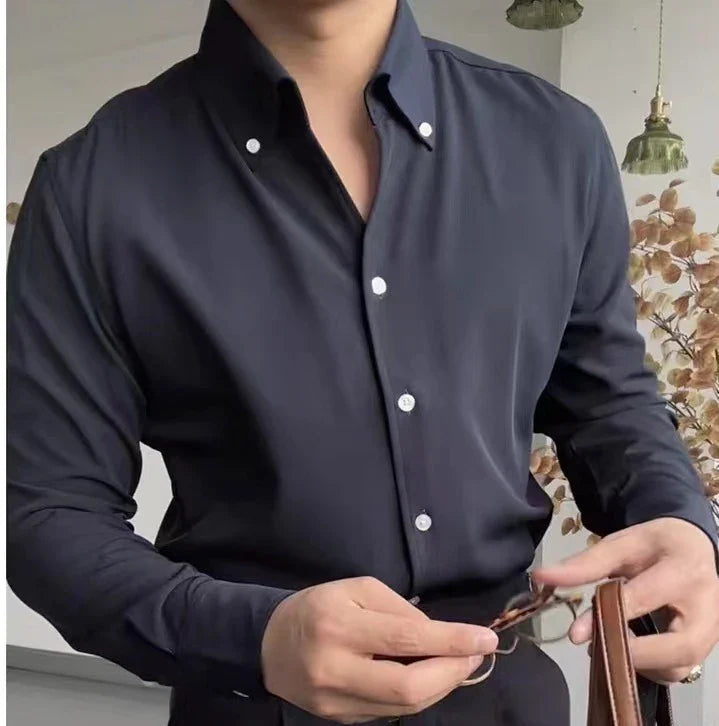 A stylish and versatile Italian-collared shirt for young New Zealand men, made from high-quality polyester fabric.