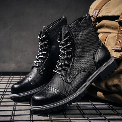 Stylish leather boots with a classic Martin's boot design, crafted from premium New Zealand cowhide for outdoor adventures.